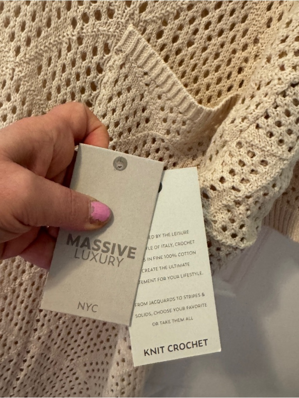 Women's Cream Knit Crochet Sweater